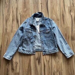 ✨NWT ZARA Women's thick Blue Denim Jean Jacket XXL Brand New!